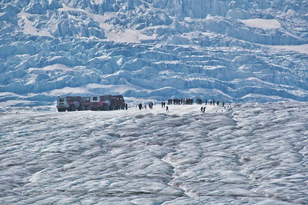 氷河探検隊の写真 コロンビア氷原地域とアサバスカ氷河 Canada — ストック写真