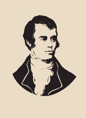 Robert Burns. Şairin vektör portresi.