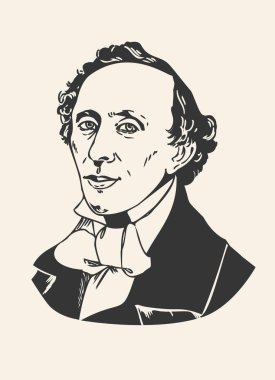 Hans Christian Andersen. Yazarın vektör portresi.