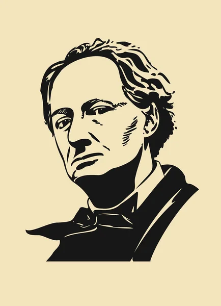 Şair Charles Baudelaire.Portre Vektör grafikleri.