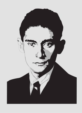 Writer Franz Kafka, monochrome vector portrait. clipart