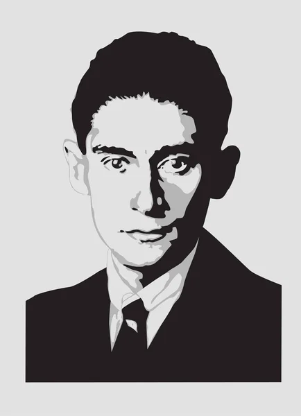 Yazar Franz Kafka, tek renkli vektör portresi.