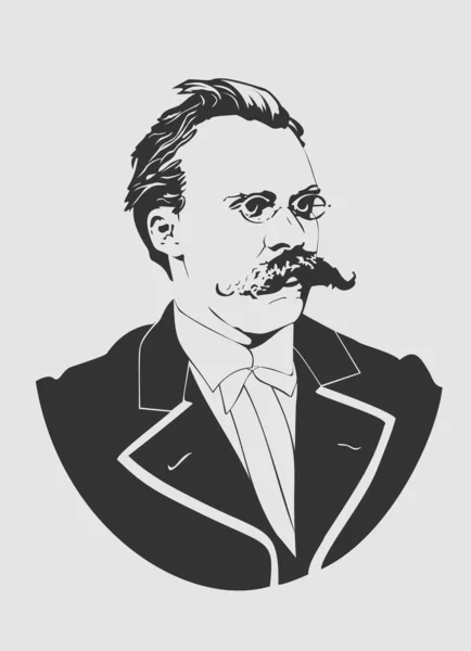 Friedrich Wilhelm Nietzsche. Düşünen, filozof, şair. Vektör çizimi.