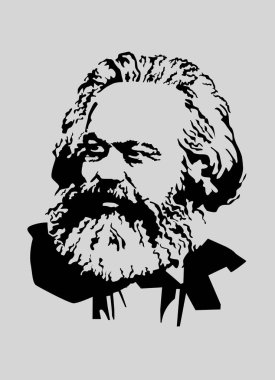 Karl Marx, Alman filozof, ekonomist, yazar. Vektör portresi.