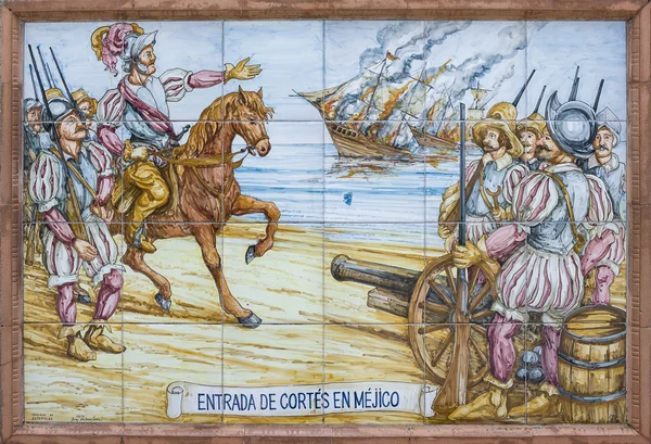 Hernán Cortés quemando los barcos — Foto de Stock