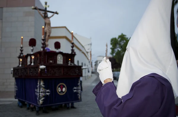 Nazarene and floats, Holy Week, Spain — Stock Photo, Image