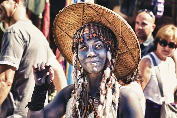 Globin girl. kostümierte Teilnehmerin beim almossasa Kulturfestival — Stockfoto