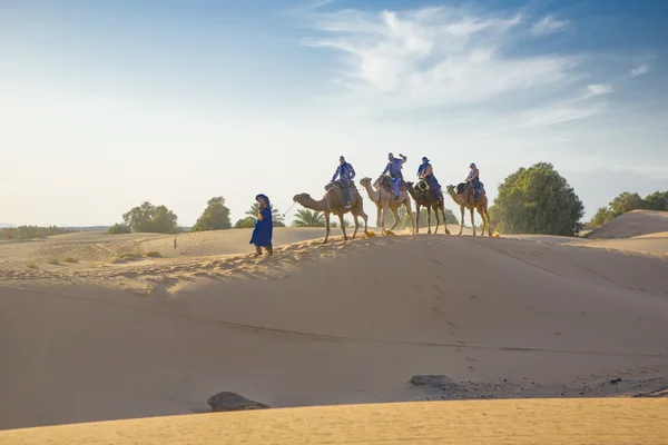 रेगिस्तान पर्यटक कारवां, मोरक्को — स्टॉक फ़ोटो, इमेज