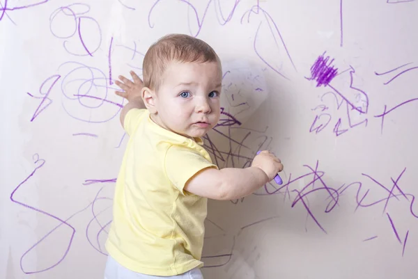 stock image Baby boy scrawling writing