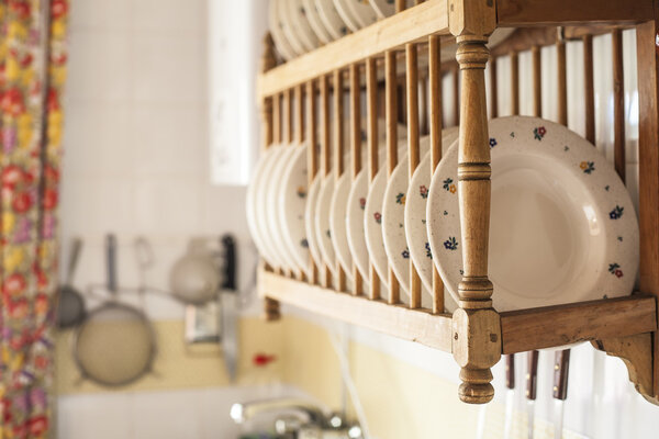 Old wooden plate rack