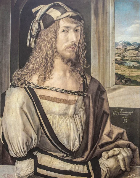 Autoportret Albrechta Durer Lub Durero Pomalowany 1498 Museo Del Prado — Zdjęcie stockowe