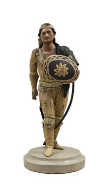 Madrid, İspanya - 11 Haziran 2020 Lipan Hint heykeli. Andres Garcia tarafından yapıldı. 19. yüzyıl. Meksika mı? Amerika Müzesi, Madrid, İspanya