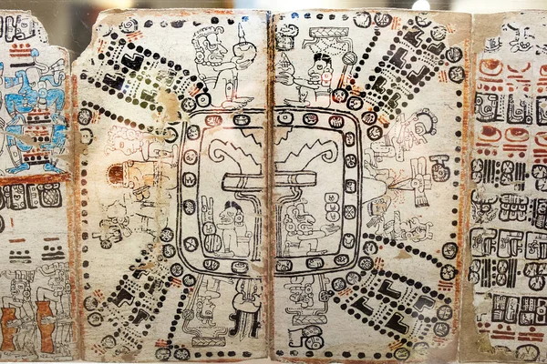 Madrid Spanien Juli 2020 Madrider Codex Fragment Mit Glyphen Und — Stockfoto