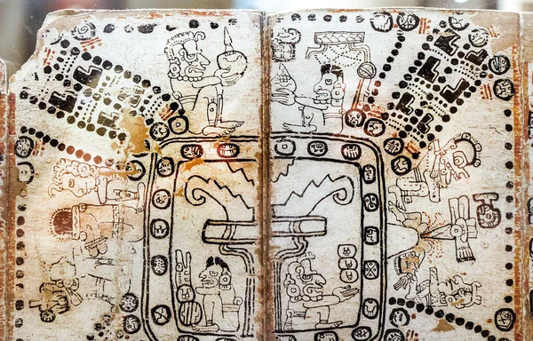 Madrid Spanien Juli 2020 Madrider Codex Fragment Mit Glyphen Und — Stockfoto