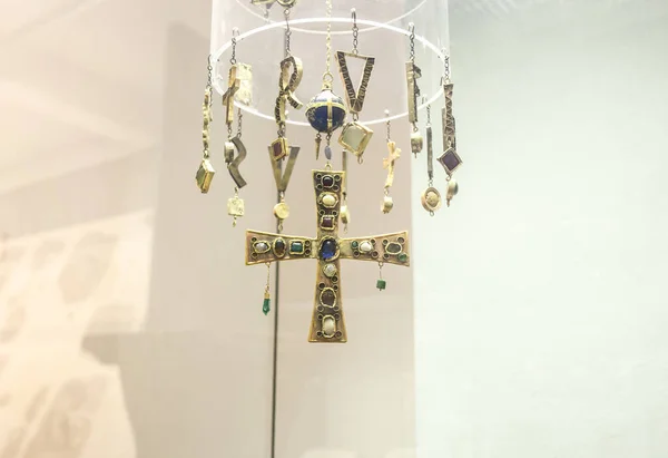 Barcelona Španělsko 2019 Visigothic Treasure Torredonjimeno Voliční Koruna Archeologické Muzeum — Stock fotografie