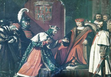 1483 Lucena Savaşı 'ndan sonra Granada Kralı Boabdil, Aragon Kralı II. Ferdinand' a mahkum olarak götürüldü. Jose Maria Rodriguez Losada tarafından yapılmış, 19. yüzyıl. Real Circulo de la Amistad de Cordoba, İspanya