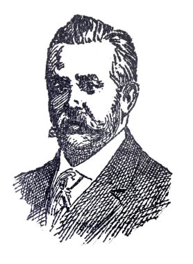 Federico Chueca portresi, Zarzuella 'nın İspanyol bestecisi. Enciclopedia Dalmau Carles, 1954 'ten bir resim çiz.