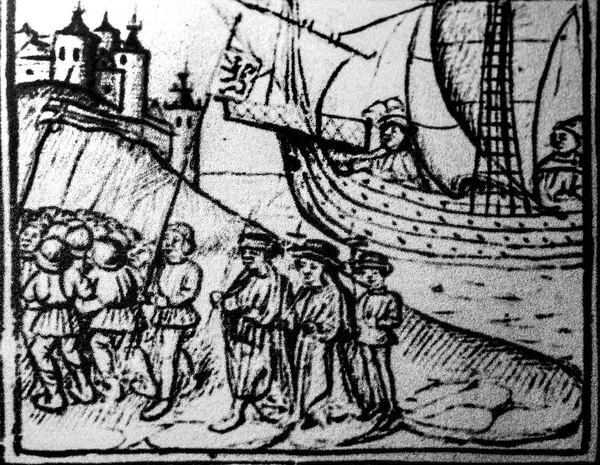 Bethencourt Och Salle Erövrade Kanarieöarna Vasaller Henrik Iii Kastilien 1402 — Stockfoto