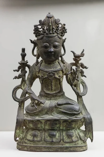 Madrid Espanha Dezembro 2018 Escultura Bodhisattva Século Xix China Bronze — Fotografia de Stock