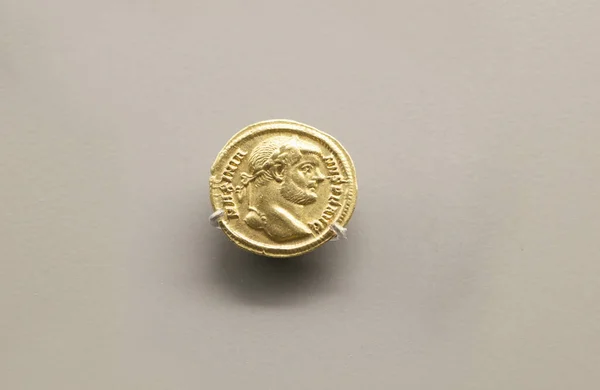 Mérida España Noviembre 2020 Moneda Del Emperador Romano Maximiano Museo —  Fotos de Stock