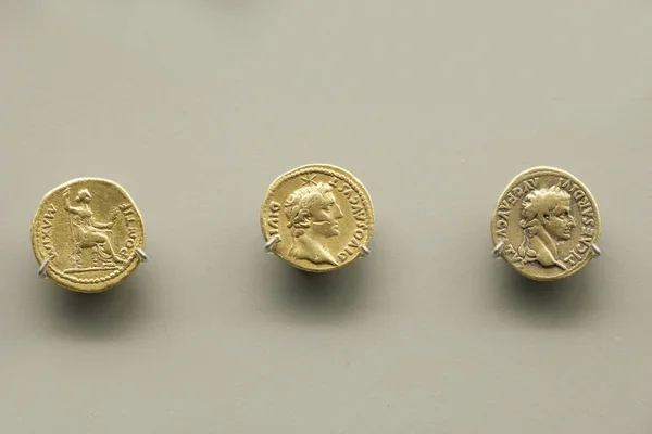 Мерида Испания Нов 2020 Монеты Римского Императора Тиберия Национальный Музей — стоковое фото