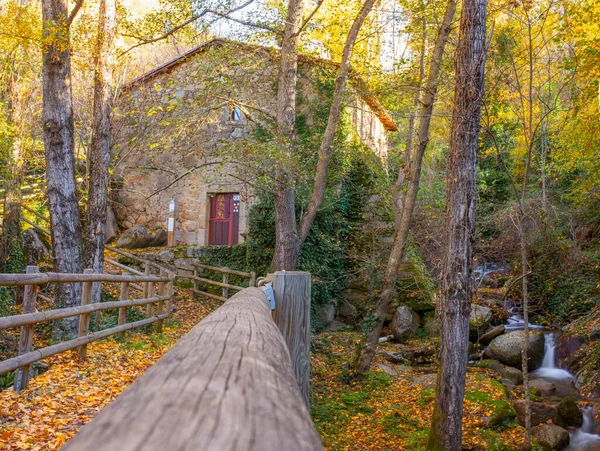 Banos Montemayors Vattenkvarn Från 1600 Talet Magisk Höst Ambroz Valley — Stockfoto