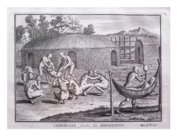 巴西印第安人的葬礼仪式 伯纳德 皮卡尔 1721年 美洲博物馆 西班牙马德里 — 图库照片