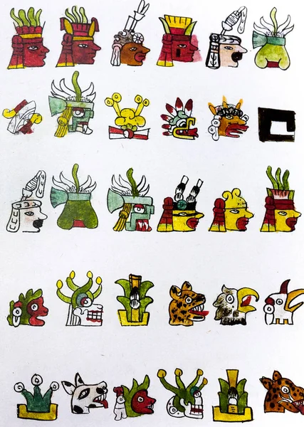 Імена Днів Календарі Ацтеків Кодекс Тудела Ілюстрований Ацтекським Кодексом Xvi — стокове фото