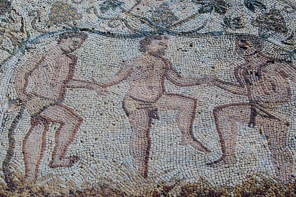 Merida Spain December 13Th 2020 Autumn Mosaic Depicts Three Men — Zdjęcie stockowe