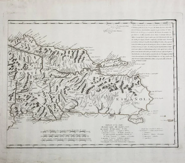 マドリード スペイン 2020年7月11日 18世紀のサントドミンゴ地図 フアン ロペスによって刻まれた スペインの統治 アメリカの博物館 マドリード スペイン — ストック写真