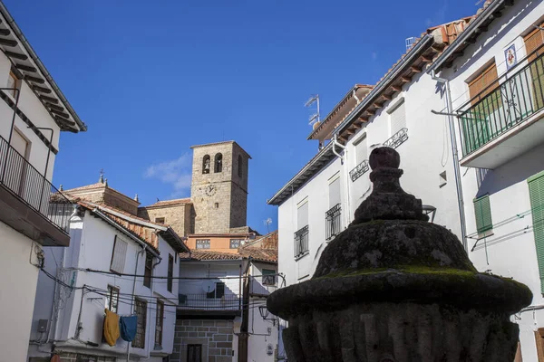 Fuente Plaza Hervas Ambroz Valley Village Caceres Extremadura Spain — Stock Photo, Image