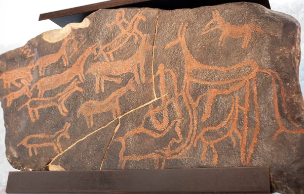 Lisbon Portugal March 1St 2020 Rock Engravings Khatum Melaha Bronze — Stock Photo, Image