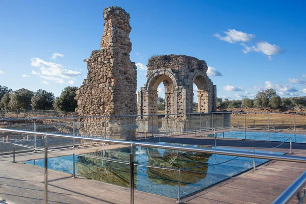 Glass Protective Floor Caparra Baths Thermae Caceres Extremadura Spain — Stock Photo, Image