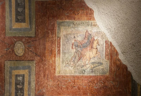 Merida Espanha Novembro 2020 Quadriga Charioteer Scene Ancient Roman Fresco — Fotografia de Stock