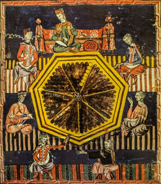 Παιχνίδι Αστρονομικών Πινάκων Folio Libro Los Juegos 1283 Βιβλιοθήκη Complutense — Φωτογραφία Αρχείου