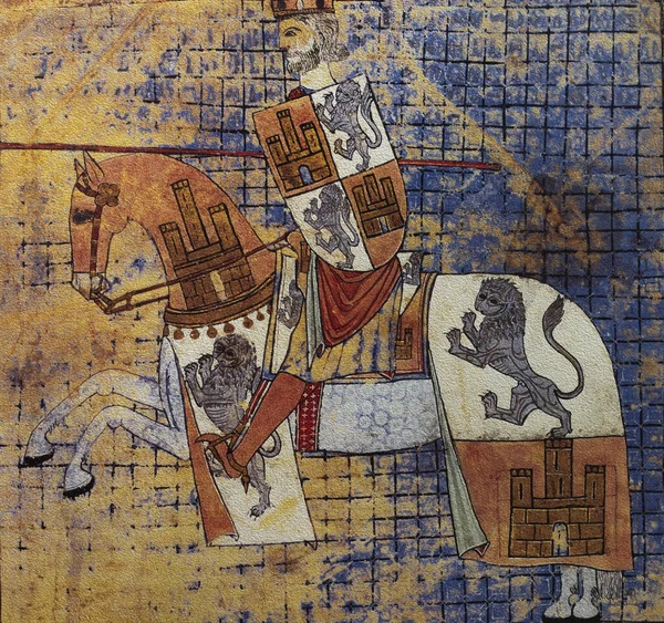 Alfonso Van Castilië Paard Tumbo Document Folio Santiago Compostela Kathedraal — Stockfoto
