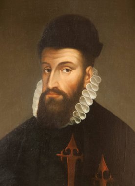 Francisco Pizarro portresi. İnka İmparatorluğu 'nun İspanyol Fatihi. Anonim ressam tarafından 1850 'de yapılmış. Madrid Donanma Müzesi