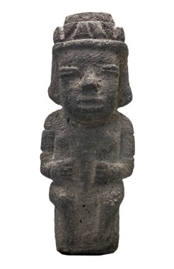 Madrid, İspanya - 11 Haziran 2020: bir reisi tasvir eden Nicoya Stone heykelciği. Beşinci Periyod. 500 AC. Kosta Rika. Amerika Müzesi, Madrid, İspanya