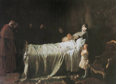 Alfonso XII ölüm ya da son öpücük. Juan Antonio Benlliure tarafından 1887 'de yapılmış. Prado Müzesi, Madrid