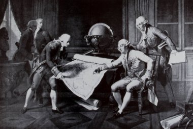 Louis XVI giving Laperouse his instructions on 29 June 1785. Engraving from Nicolas-Andre Monsiau painting clipart