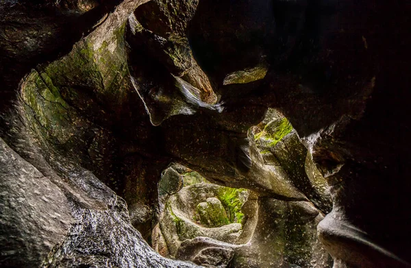 Spectacular Granitic Rock Chanels Pothholes Eroded Flood Flows Cornalvo Natural — Stock Photo, Image