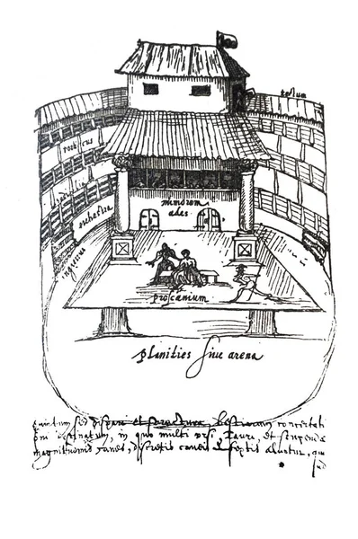 1595 Szkic Spektaklu Toku Scenie Teatru Łabędzia Remis Historii Generalnej — Zdjęcie stockowe