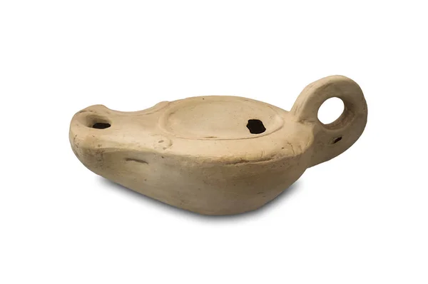 Ancient Roman Domestic Oil Lamp White Clay Badajoz Archaeological Museum — Stock Photo, Image