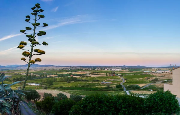 Galisteo Krásné Opevněné Město Alagon Valley Přehled Krajiny Východního Ohraničení — Stock fotografie