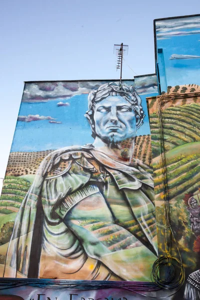 Jan 1St 2020 Montilla Spain Caesar Portrait Wall Painting Montilla — Stock Photo, Image