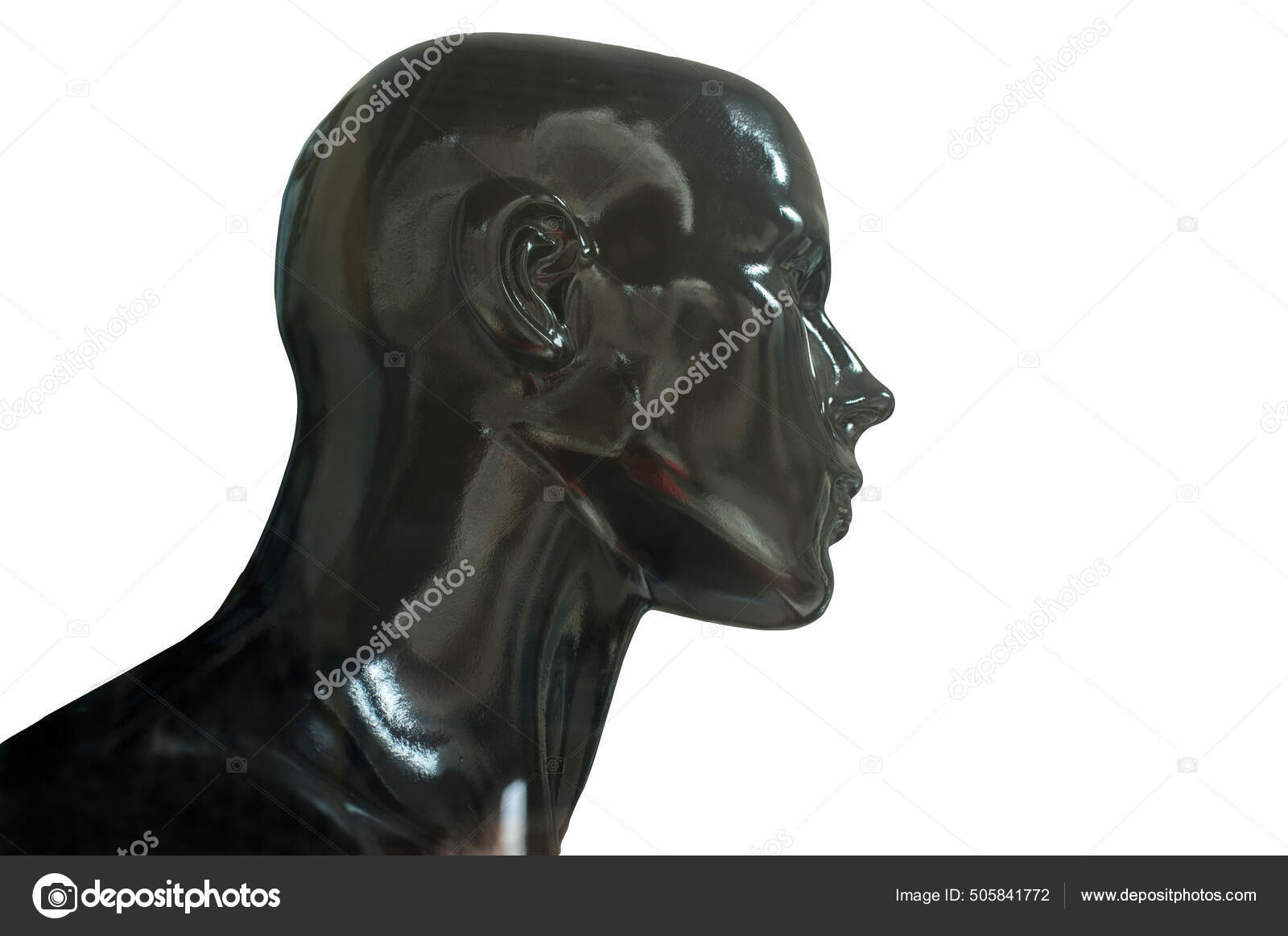 Black Mannequin Bust Profile Isolated White Background Stock Photo by ©HeritagePics 505841772