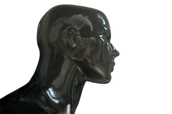 Perfil Busto Manequim Preto Isolado Sobre Fundo Branco — Fotografia de Stock