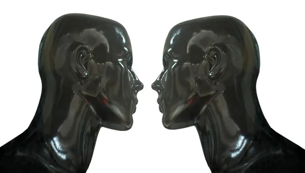 Perfil Busto Manequins Negros Isolado Sobre Fundo Branco — Fotografia de Stock