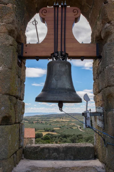 Aceituna Kilise Çanı Algon Vadisi Ndeki Kırsal Köy Caceres Extremadura — Stok fotoğraf