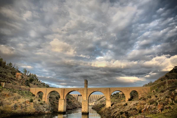 Římský most Alcantara. HDR — Stock fotografie